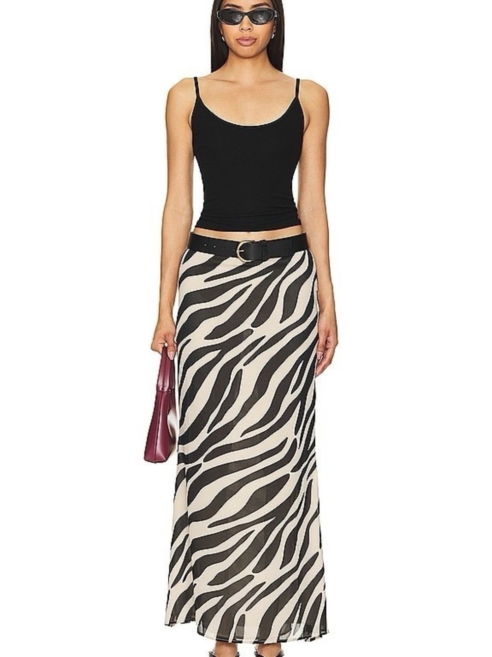 Super down Zebra Print Maxi Skirt - Black and Cream
